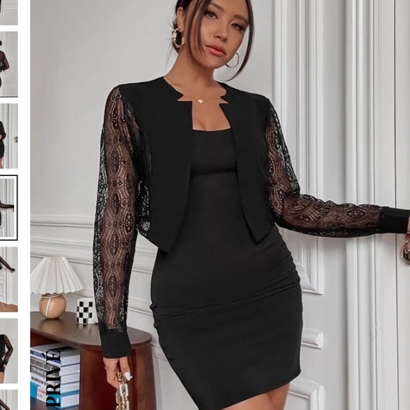 Schein Privé Contrast Lace w Wired Open Front Blazer - Picture 6 of 7